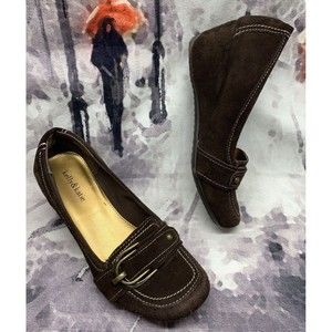 Kelly & Katie Wedge Shoes Women's Size 9.5 Brown Suede Heel 2.5"  Sandro-KK